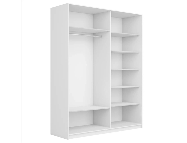 Шкаф-купе Прайм 2-х дверный (зеркало), Белый снег