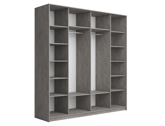 Шкаф-купе широкий Прайм Люкс 2-х дверный (фасад дсп/стекло белое/черное), Бетон